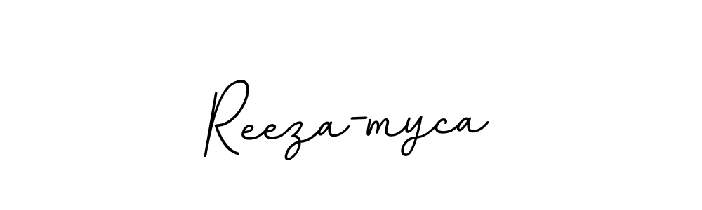 How to make Reeza-myca name signature. Use BallpointsItalic-DORy9 style for creating short signs online. This is the latest handwritten sign. Reeza-myca signature style 11 images and pictures png