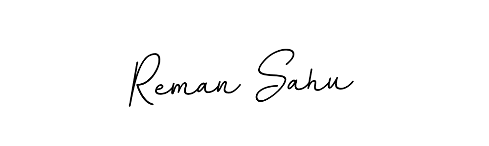 How to make Reman Sahu name signature. Use BallpointsItalic-DORy9 style for creating short signs online. This is the latest handwritten sign. Reman Sahu signature style 11 images and pictures png