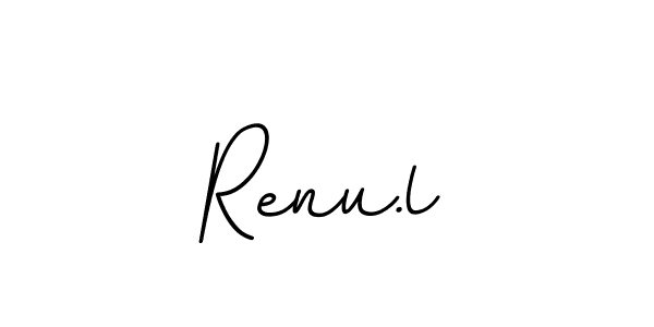 The best way (BallpointsItalic-DORy9) to make a short signature is to pick only two or three words in your name. The name Renu.l include a total of six letters. For converting this name. Renu.l signature style 11 images and pictures png