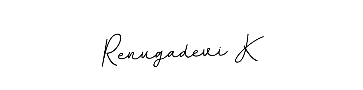 How to make Renugadevi K name signature. Use BallpointsItalic-DORy9 style for creating short signs online. This is the latest handwritten sign. Renugadevi K signature style 11 images and pictures png