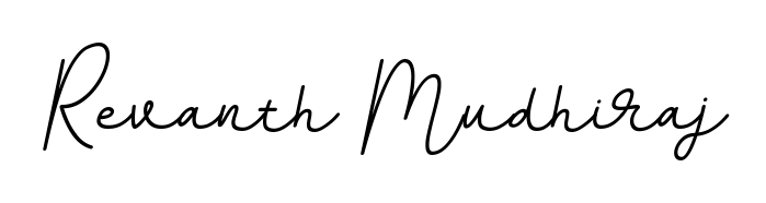 Transform the name Revanth Mudhiraj into a signature masterpiece using BallpointsItalic-DORy9 font. Ideal for photographers, artists, and creators looking for watermarks. Revanth Mudhiraj signature style 11 images and pictures png