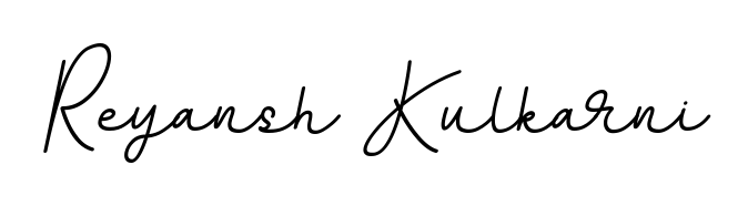 Personalize your online presence with Reyansh Kulkarni signature rendered in elegant BallpointsItalic-DORy9 font. Great for website footers and blogs. Reyansh Kulkarni signature style 11 images and pictures png