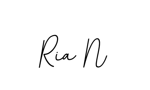 How to make Ria N name signature. Use BallpointsItalic-DORy9 style for creating short signs online. This is the latest handwritten sign. Ria N signature style 11 images and pictures png