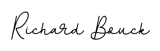 A modern signature idea for name Richard Bouck using BallpointsItalic-DORy9 font. Clean strokes and elegant curves make it stand out instantly. Richard Bouck signature style 11 images and pictures png