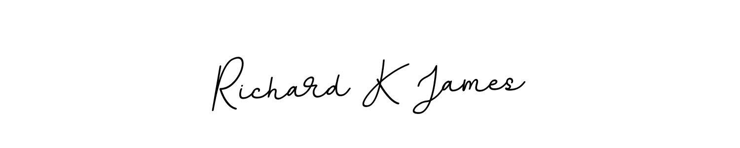 How to make Richard K James name signature. Use BallpointsItalic-DORy9 style for creating short signs online. This is the latest handwritten sign. Richard K James signature style 11 images and pictures png