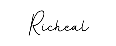 Create your official email sign-off with Richeal name in BallpointsItalic-DORy9 style. Crisp, clean, and perfectly legible across all screens. Richeal signature style 11 images and pictures png