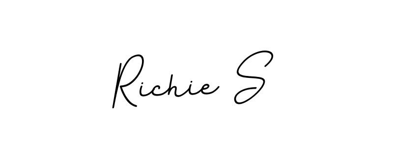 How to make Richie S name signature. Use BallpointsItalic-DORy9 style for creating short signs online. This is the latest handwritten sign. Richie S signature style 11 images and pictures png