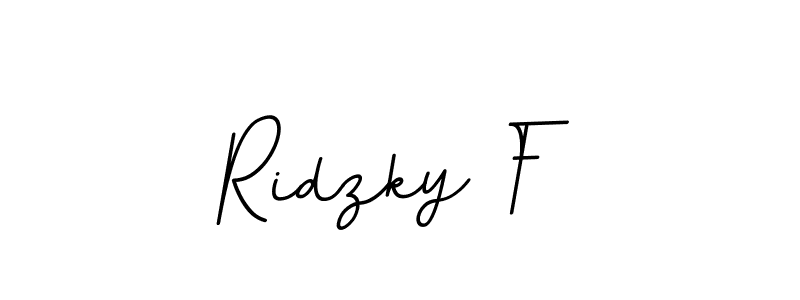 How to make Ridzky F name signature. Use BallpointsItalic-DORy9 style for creating short signs online. This is the latest handwritten sign. Ridzky F signature style 11 images and pictures png