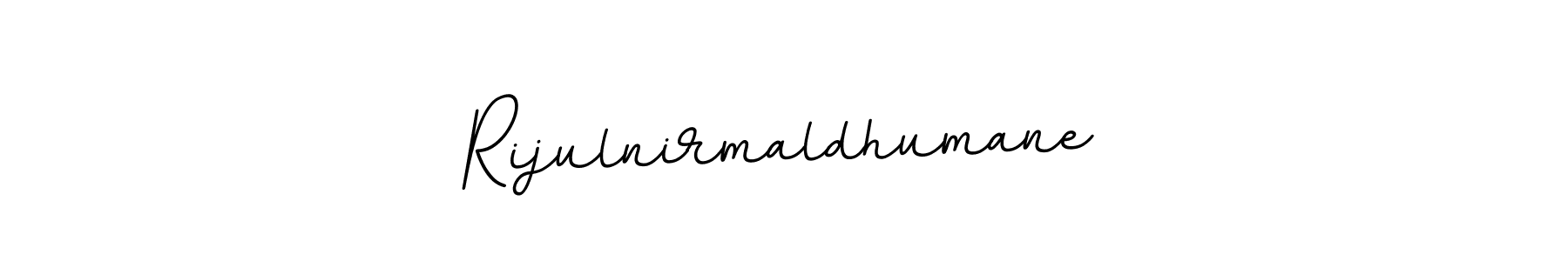 You should practise on your own different ways (BallpointsItalic-DORy9) to write your name (Rijulnirmaldhumane) in signature. don't let someone else do it for you. Rijulnirmaldhumane signature style 11 images and pictures png
