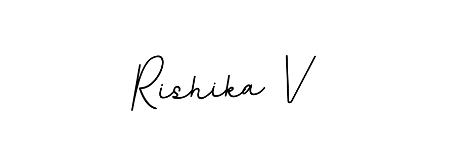 The best way (BallpointsItalic-DORy9) to make a short signature is to pick only two or three words in your name. The name Rishika V include a total of six letters. For converting this name. Rishika V signature style 11 images and pictures png