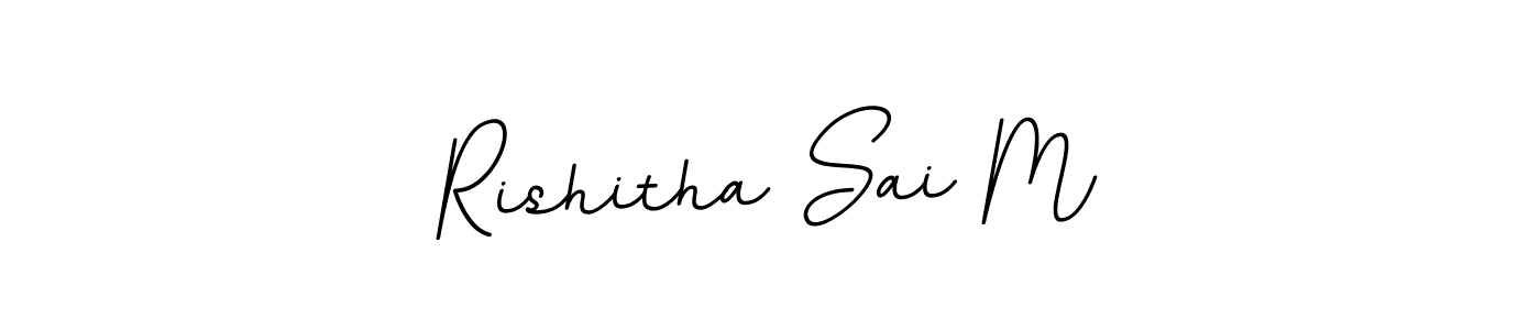 Use a signature maker to create a handwritten signature online. With this signature software, you can design (BallpointsItalic-DORy9) your own signature for name Rishitha Sai M. Rishitha Sai M signature style 11 images and pictures png