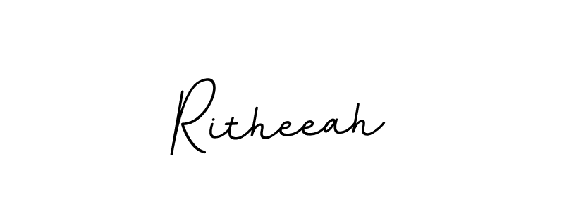The best way (BallpointsItalic-DORy9) to make a short signature is to pick only two or three words in your name. The name Ritheeah include a total of six letters. For converting this name. Ritheeah signature style 11 images and pictures png