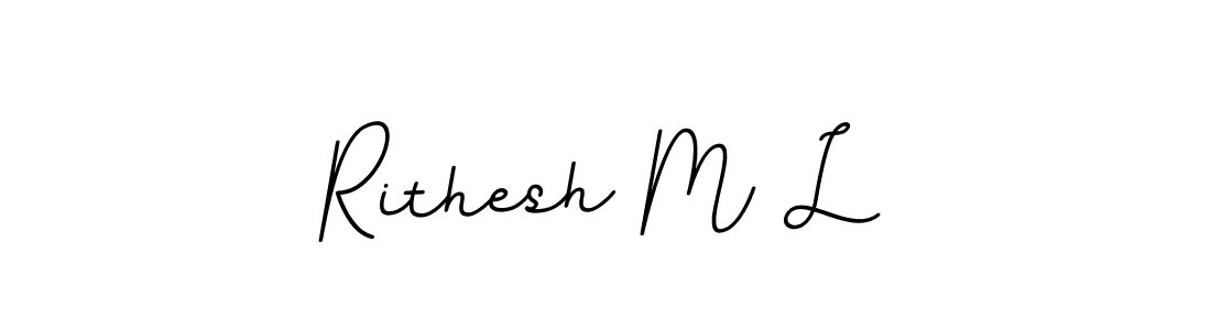 This is the best signature style for the Rithesh M L name. Also you like these signature font (BallpointsItalic-DORy9). Mix name signature. Rithesh M L signature style 11 images and pictures png