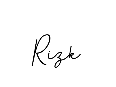 Use a signature maker to create a handwritten signature online. With this signature software, you can design (BallpointsItalic-DORy9) your own signature for name Rizk. Rizk signature style 11 images and pictures png