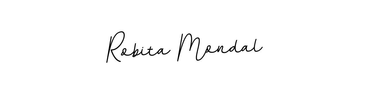 How to make Robita Mondal name signature. Use BallpointsItalic-DORy9 style for creating short signs online. This is the latest handwritten sign. Robita Mondal signature style 11 images and pictures png