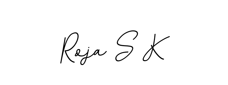 How to make Roja S K name signature. Use BallpointsItalic-DORy9 style for creating short signs online. This is the latest handwritten sign. Roja S K signature style 11 images and pictures png