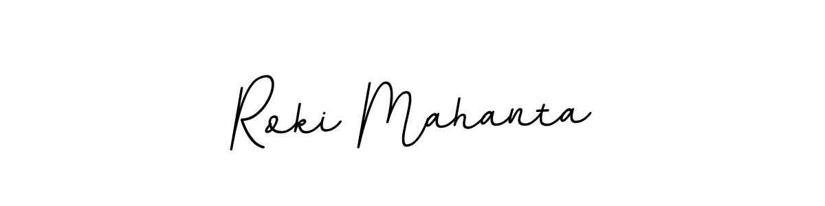 The best way (BallpointsItalic-DORy9) to make a short signature is to pick only two or three words in your name. The name Roki Mahanta include a total of six letters. For converting this name. Roki Mahanta signature style 11 images and pictures png