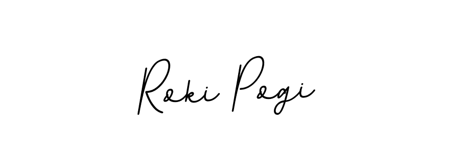 How to make Roki Pogi name signature. Use BallpointsItalic-DORy9 style for creating short signs online. This is the latest handwritten sign. Roki Pogi signature style 11 images and pictures png