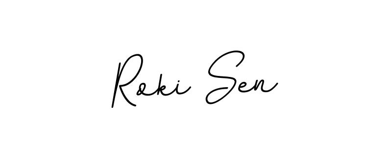 How to make Roki Sen name signature. Use BallpointsItalic-DORy9 style for creating short signs online. This is the latest handwritten sign. Roki Sen signature style 11 images and pictures png