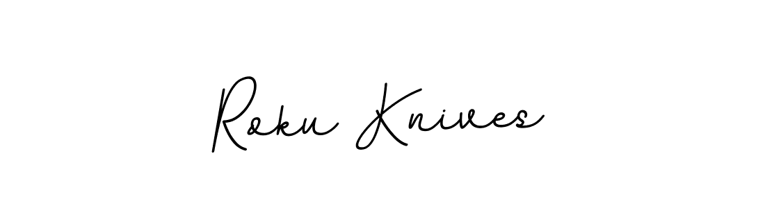 The best way (BallpointsItalic-DORy9) to make a short signature is to pick only two or three words in your name. The name Roku Knives include a total of six letters. For converting this name. Roku Knives signature style 11 images and pictures png