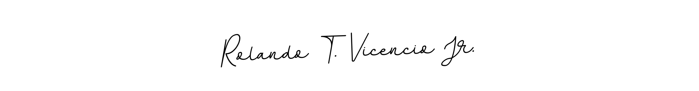 The best way (BallpointsItalic-DORy9) to make a short signature is to pick only two or three words in your name. The name Rolando T. Vicencio Jr. include a total of six letters. For converting this name. Rolando T. Vicencio Jr. signature style 11 images and pictures png