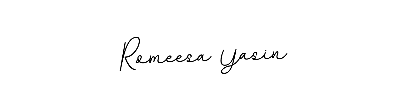How to make Romeesa Yasin name signature. Use BallpointsItalic-DORy9 style for creating short signs online. This is the latest handwritten sign. Romeesa Yasin signature style 11 images and pictures png