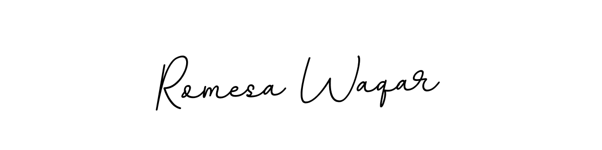 BallpointsItalic-DORy9 is a professional signature style that is perfect for those who want to add a touch of class to their signature. It is also a great choice for those who want to make their signature more unique. Get Romesa Waqar name to fancy signature for free. Romesa Waqar signature style 11 images and pictures png