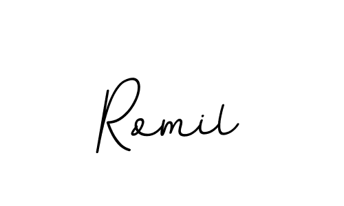 How to make Romil name signature. Use BallpointsItalic-DORy9 style for creating short signs online. This is the latest handwritten sign. Romil signature style 11 images and pictures png