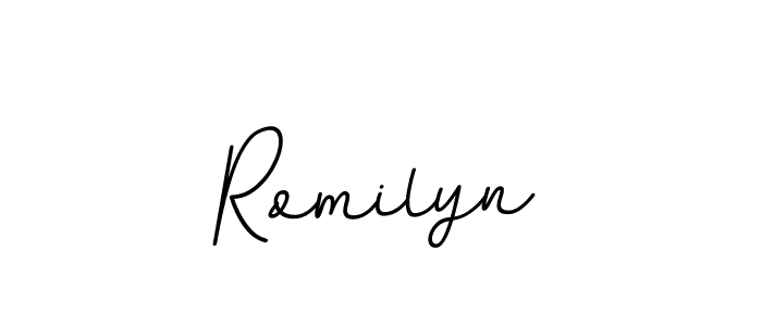 How to make Romilyn name signature. Use BallpointsItalic-DORy9 style for creating short signs online. This is the latest handwritten sign. Romilyn signature style 11 images and pictures png