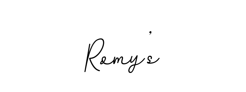 Use a signature maker to create a handwritten signature online. With this signature software, you can design (BallpointsItalic-DORy9) your own signature for name Romy’s. Romy’s signature style 11 images and pictures png