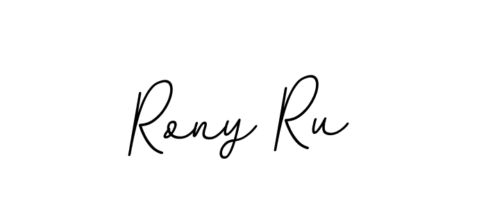 How to make Rony Ru name signature. Use BallpointsItalic-DORy9 style for creating short signs online. This is the latest handwritten sign. Rony Ru signature style 11 images and pictures png