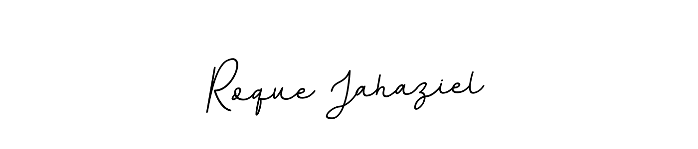 How to make Roque Jahaziel name signature. Use BallpointsItalic-DORy9 style for creating short signs online. This is the latest handwritten sign. Roque Jahaziel signature style 11 images and pictures png