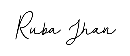 Designed for modern professionals: Ruba Jhan name signature crafted with BallpointsItalic-DORy9 script. Ready for digital PDF workflows. Ruba Jhan signature style 11 images and pictures png