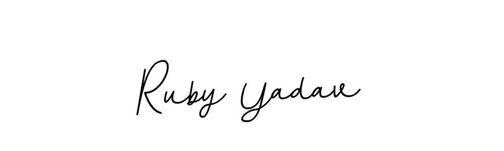 You should practise on your own different ways (BallpointsItalic-DORy9) to write your name (Ruby Yadav) in signature. don't let someone else do it for you. Ruby Yadav signature style 11 images and pictures png