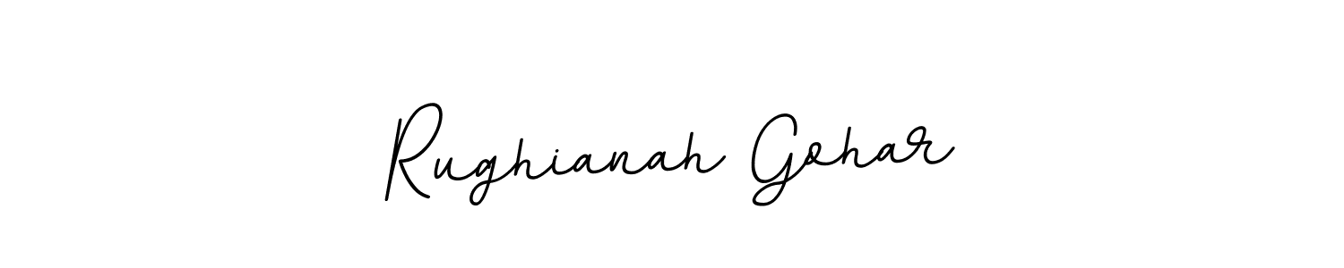 You should practise on your own different ways (BallpointsItalic-DORy9) to write your name (Rughianah Gohar) in signature. don't let someone else do it for you. Rughianah Gohar signature style 11 images and pictures png