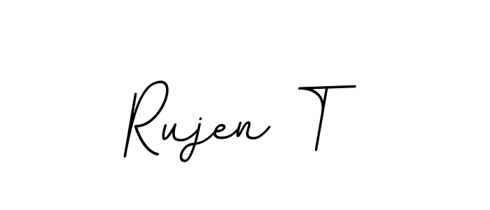 Rujen T stylish signature style. Best Handwritten Sign (BallpointsItalic-DORy9) for my name. Handwritten Signature Collection Ideas for my name Rujen T. Rujen T signature style 11 images and pictures png