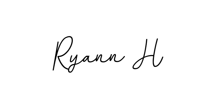 How to make Ryann H name signature. Use BallpointsItalic-DORy9 style for creating short signs online. This is the latest handwritten sign. Ryann H signature style 11 images and pictures png