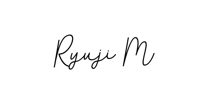 How to make Ryuji M name signature. Use BallpointsItalic-DORy9 style for creating short signs online. This is the latest handwritten sign. Ryuji M signature style 11 images and pictures png