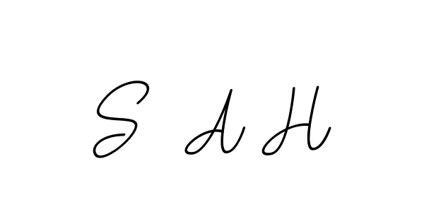 The best way (BallpointsItalic-DORy9) to make a short signature is to pick only two or three words in your name. The name S  A H include a total of six letters. For converting this name. S  A H signature style 11 images and pictures png