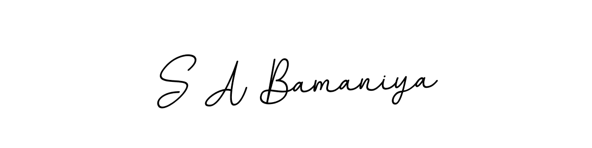 How to make S A Bamaniya name signature. Use BallpointsItalic-DORy9 style for creating short signs online. This is the latest handwritten sign. S A Bamaniya signature style 11 images and pictures png