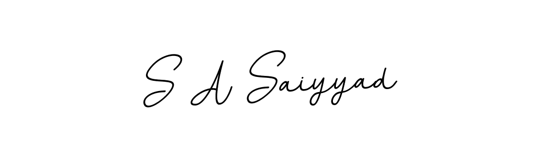 Use a signature maker to create a handwritten signature online. With this signature software, you can design (BallpointsItalic-DORy9) your own signature for name S A Saiyyad. S A Saiyyad signature style 11 images and pictures png