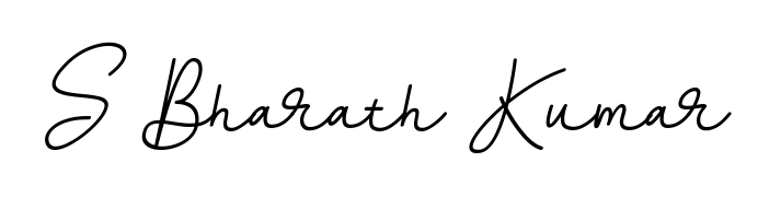 You should practise on your own different ways (BallpointsItalic-DORy9) to write your name (S Bharath Kumar) in signature. Don't let someone else do it for you. S Bharath Kumar signature style 11 images and pictures png