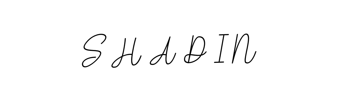 This is the best signature style for the S H A D I N name. Also you like these signature font (BallpointsItalic-DORy9). Mix name signature. S H A D I N signature style 11 images and pictures png