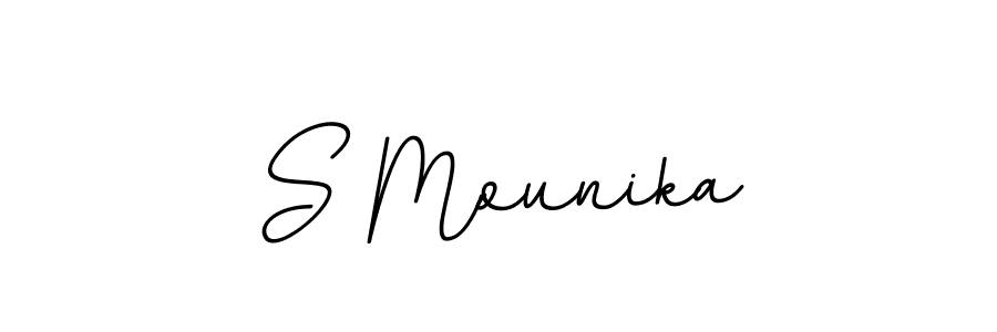How to make S Mounika name signature. Use BallpointsItalic-DORy9 style for creating short signs online. This is the latest handwritten sign. S Mounika signature style 11 images and pictures png