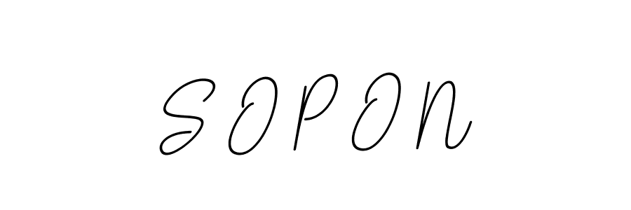 Make a beautiful signature design for name S O P O N. With this signature (BallpointsItalic-DORy9) style, you can create a handwritten signature for free. S O P O N signature style 11 images and pictures png