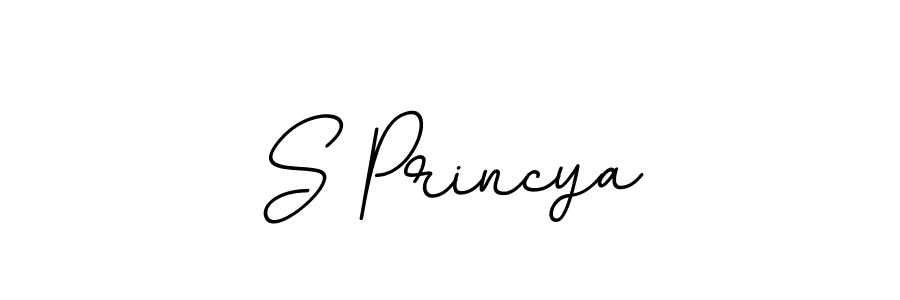 You should practise on your own different ways (BallpointsItalic-DORy9) to write your name (S Princya) in signature. don't let someone else do it for you. S Princya signature style 11 images and pictures png