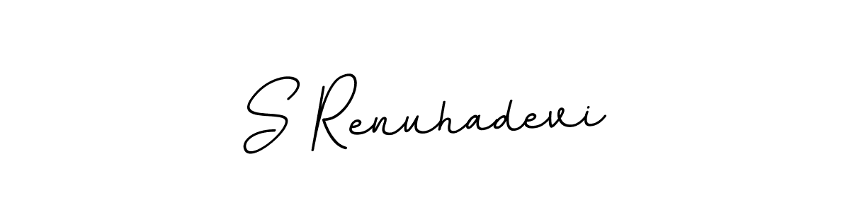 You should practise on your own different ways (BallpointsItalic-DORy9) to write your name (S Renuhadevi) in signature. don't let someone else do it for you. S Renuhadevi signature style 11 images and pictures png