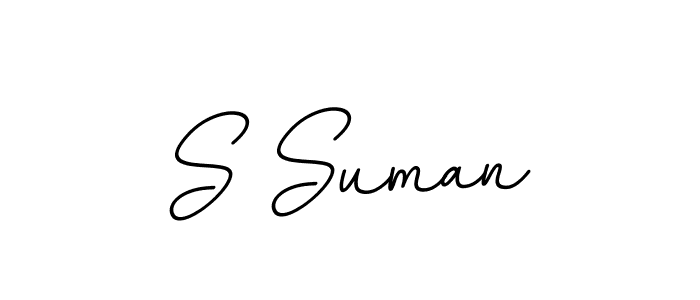 Use a signature maker to create a handwritten signature online. With this signature software, you can design (BallpointsItalic-DORy9) your own signature for name S Suman. S Suman signature style 11 images and pictures png