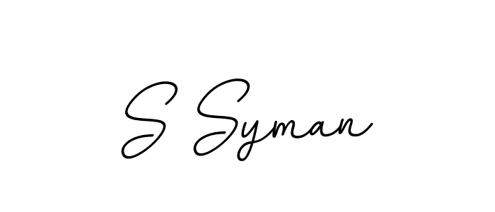 How to make S Syman name signature. Use BallpointsItalic-DORy9 style for creating short signs online. This is the latest handwritten sign. S Syman signature style 11 images and pictures png