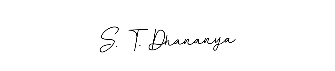 How to make S. T. Dhananya name signature. Use BallpointsItalic-DORy9 style for creating short signs online. This is the latest handwritten sign. S. T. Dhananya signature style 11 images and pictures png